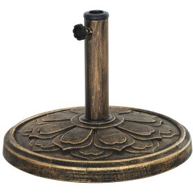 Round Patio Umbrella Base, 26 Lbs Resin Outdoor Umbrella Stand Base, Patio Umbrella Stand For 1.31.51.9 Umbrella Poles For Outdoor, Lawn, Poolside, Br