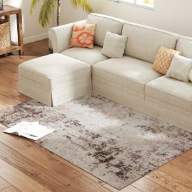 Machine Washable Area Rug 4x6, Non-Slip Modern Abstract Floor Carpet For Living Room, Bedroom, Dining Room, Mixed-Brown