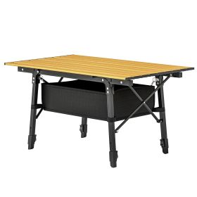3ft Aluminum Small Folding Table, Portable Camping Table With Storage Bag, Carry Bag For Outdoor Picnic BBQ, Brown