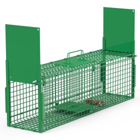 38in 2 Door Live Animal Cage Trap For Animals Under 18LBS Easy To Setup Humane Galvanized Iron Trap Cage For Raccoons Armadillos Groundhogs Muskrats O