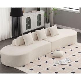 [NEW ARRIVED] [VIDEO PROVIDED] Modern curved combination sofa, terrycloth fabric sofa, minimalist sofa in living room, apartment, no assembly required