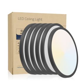 6PK 12 Inch Dimmable LED Flush Mount Ceiling Light, 2700K-6500K Adjustable,24W 2880LM Modern Ultra Thin Flat Round Fixtures For Low Ceiling Bedroom Ki