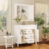 36'' Bathroom Vanity with Top Sink, Royal Blue Mirror Cabinet, Modern Bathroom Storage Cabinet with 2 Soft Closing Doors and 2 Drawers