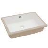 20.63-inch Undermount White Single Bowl Rectangular Vanity Ceramic Bathroom Sink Lavatory Wash Hand Basin with Over Flow Drain