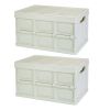 2Pcs 56L Collapsible Storage Bins With Dustproof Lid Waterproof Interior Bag Handle Stackable Storage Box Container Utility Organizer Crate For Campin