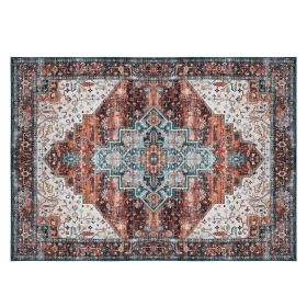 6x9FT Vintage Area Rug Modern Non Slip Carpet Boho Low Pile Soft Rug Waterproof Machine Washable Rug for Living Room Bedroom Kitchen Dining Room Under (Option: 6_9FT_Type3)
