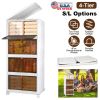 4-Tier Foldable Storage Bins with Lid Front Magnetic Door Collapsible Stackable Closet Organizer Containers with 4Pcs 360° Rotatable Wheels
