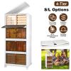4-Tier Foldable Storage Bins with Lid Front Magnetic Door Collapsible Stackable Closet Organizer Containers with 4Pcs 360° Rotatable Wheels