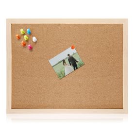 Notice Cork Board Double Sided Bulletin Board w/ Wood Frame Pushpin Hangers Hemp Rope for School Home Office Shop (Option: 60_50)