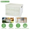2Pcs 56L Collapsible Storage Bins With Dustproof Lid Waterproof Interior Bag Handle Stackable Storage Box Container Utility Organizer Crate For Campin
