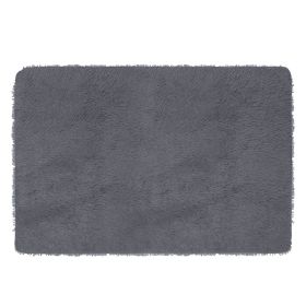 Fluffy Bedroom Rug 4’ x 2.6’ Anti-Skid Shaggy Area Rug Decorative Floor Carpet Mat for Nursery Bedroom Living Room (Option: Gray)