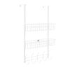 Over The Door Hooks Organizer Door Towel Rack Hanger 5 Hooks with 2 Metal Baskets for Bathroom Bedroom Kitchen Storage Shelf