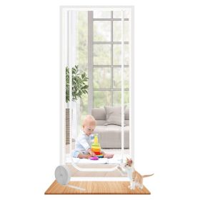 Mesh Door Screen Enhanced Scratch-Proof Heavy Duty Pet Proof Screen with Double Sided Zipper for Home Bedroom Living Room Kitchen (Option: 80_210CM)