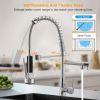 Kitchen Sink Faucet Single Handle Pre-Rinse Spring Pulldown Spray Head Kitchen Faucet Chrome Plated Finish Lead-Free