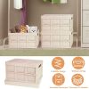 2Pcs 30L Collapsible Storage Bins With Dustproof Lid Waterproof Interior Bag Handle Stackable Storage Box Container Utility Organizer Crate For Campin
