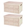 2Pcs 56L Collapsible Storage Bins With Dustproof Lid Waterproof Interior Bag Handle Stackable Storage Box Container Utility Organizer Crate For Campin