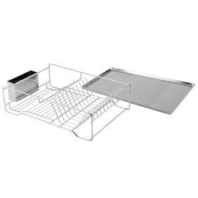 Dish Drying Rack Stainless Steel Dish Rack w/ Drainboard Cutlery Holder Kitchen Dish Organizer (Option: GPCT)