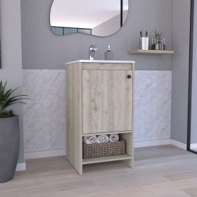 Braavos Bathroom Vanity, Sink, Two Shelves, Single Door Cabinet (Color: Light Gray)