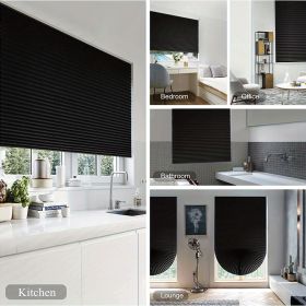 Portable blind full-shading curtain self-adhesive pleated blind non-perforated adhesive roller blinds. (Color: White, size: 150cm)