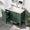 36" Bathroom Vanity with Sink Combo, One Cabinet and Three Drawers, Solid Wood and MDF Board