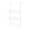 Over The Door Hooks Organizer Door Towel Rack Hanger 5 Hooks with 2 Metal Baskets for Bathroom Bedroom Kitchen Storage Shelf