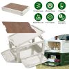Folding Storage Bin Camping Collapsible Organizer Box Stackable Grocery Container Shelf Baskets with Cutting Board Top Lid 4 Side Lockable Doors Wheel